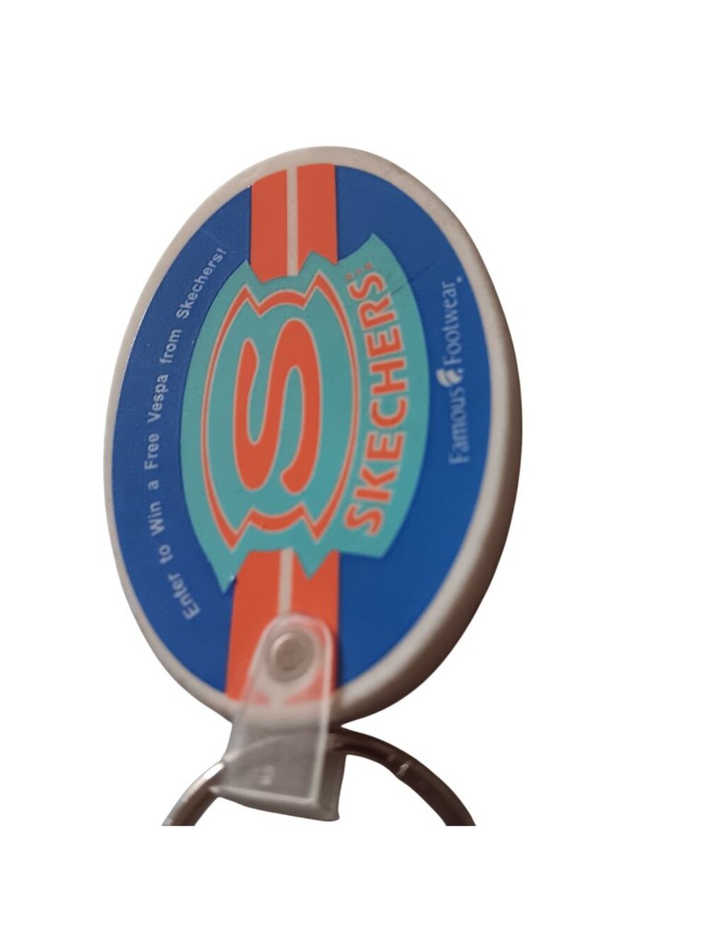 Vtg Skechers Promotional Keychain Oval Shape Famous Footwear Blue & Orange
